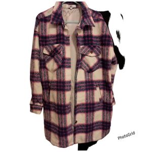 Plaid Women's Jacket - Pink and Blue